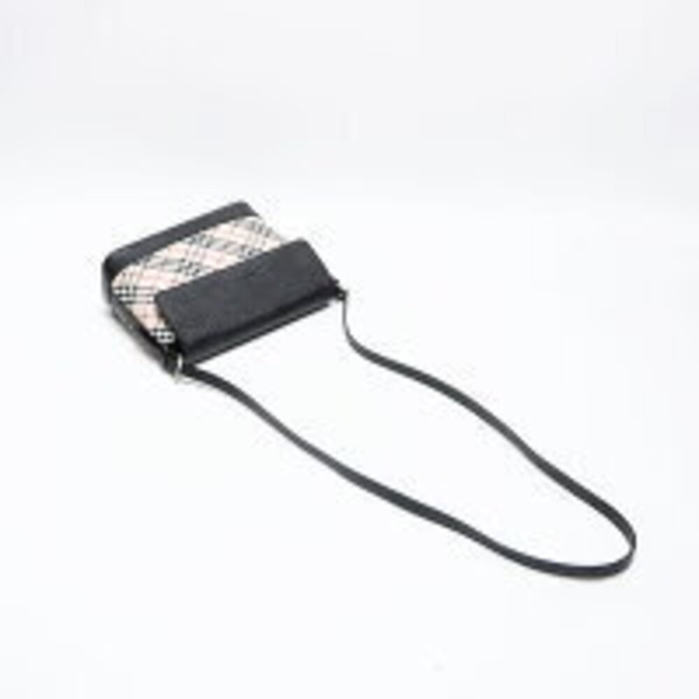 Burberry Nova Check Leather Shoulder Bag Beige Black - Picture 10 of 13